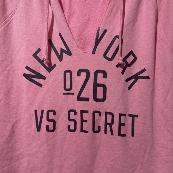 Victoria Secret Womens Sweater S Small Light Pink Hoodie VS New York V Neck - Picture 5 of 10